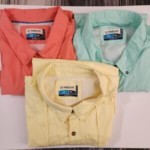 Magellan Button Down Fishing 3 Shirt Bundle Yellow, Green, Burnt Orange 4XL